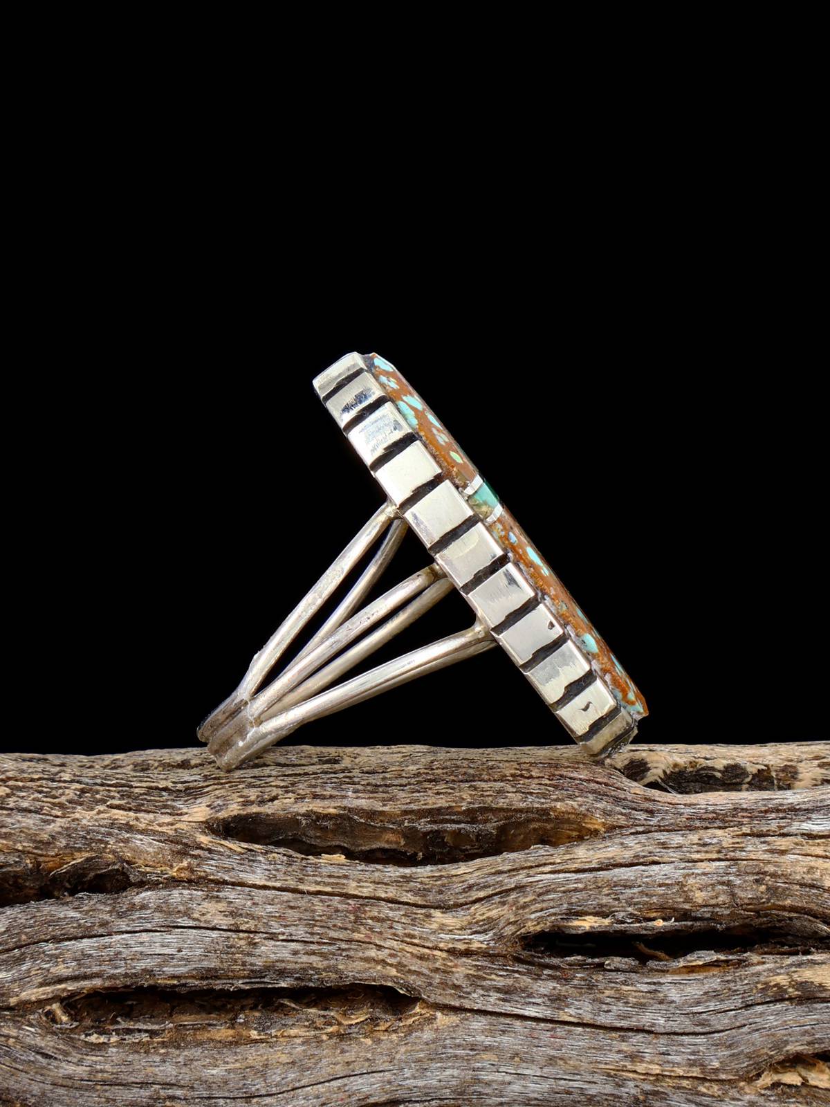 Navajo Spiny Oyster et Turquoise Inlay Ring, Taille 6 1/2