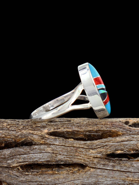 Anillo navajo de plata de ley con turquesa dorada natural, talla 7