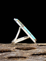 Anillo navajo de plata de ley con turquesa dorada natural, talla 7