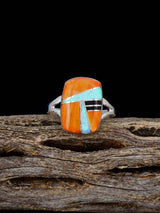 Navajo Spiny Oyster Inlay Ring, Size 7