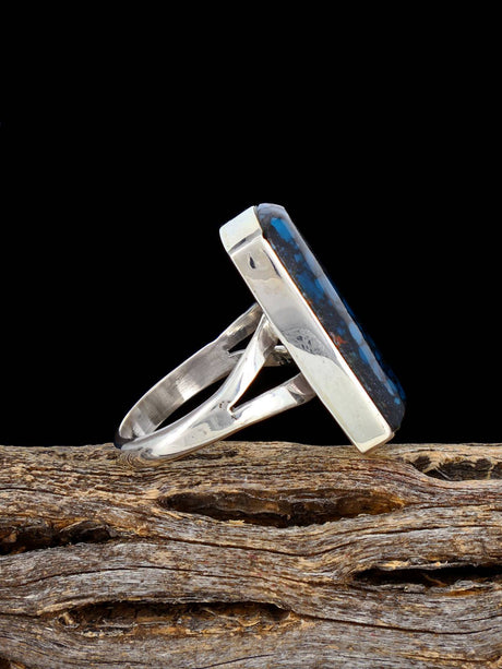 Anillo navajo de plata de ley con turquesa dorada natural, talla 7