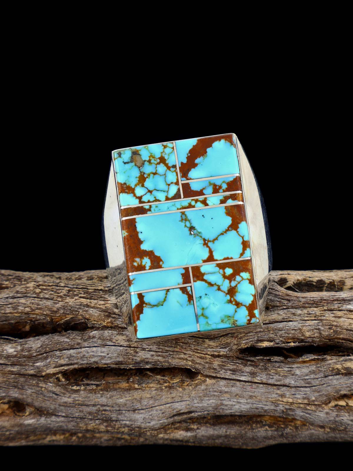 Navajo Sterling Silver #8 Turquoise Ring, Size 13 1/4