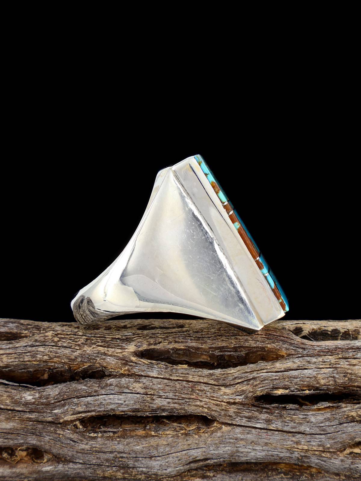 Navajo Sterling Silver #8 Turquoise Ring, Size 13 1/4
