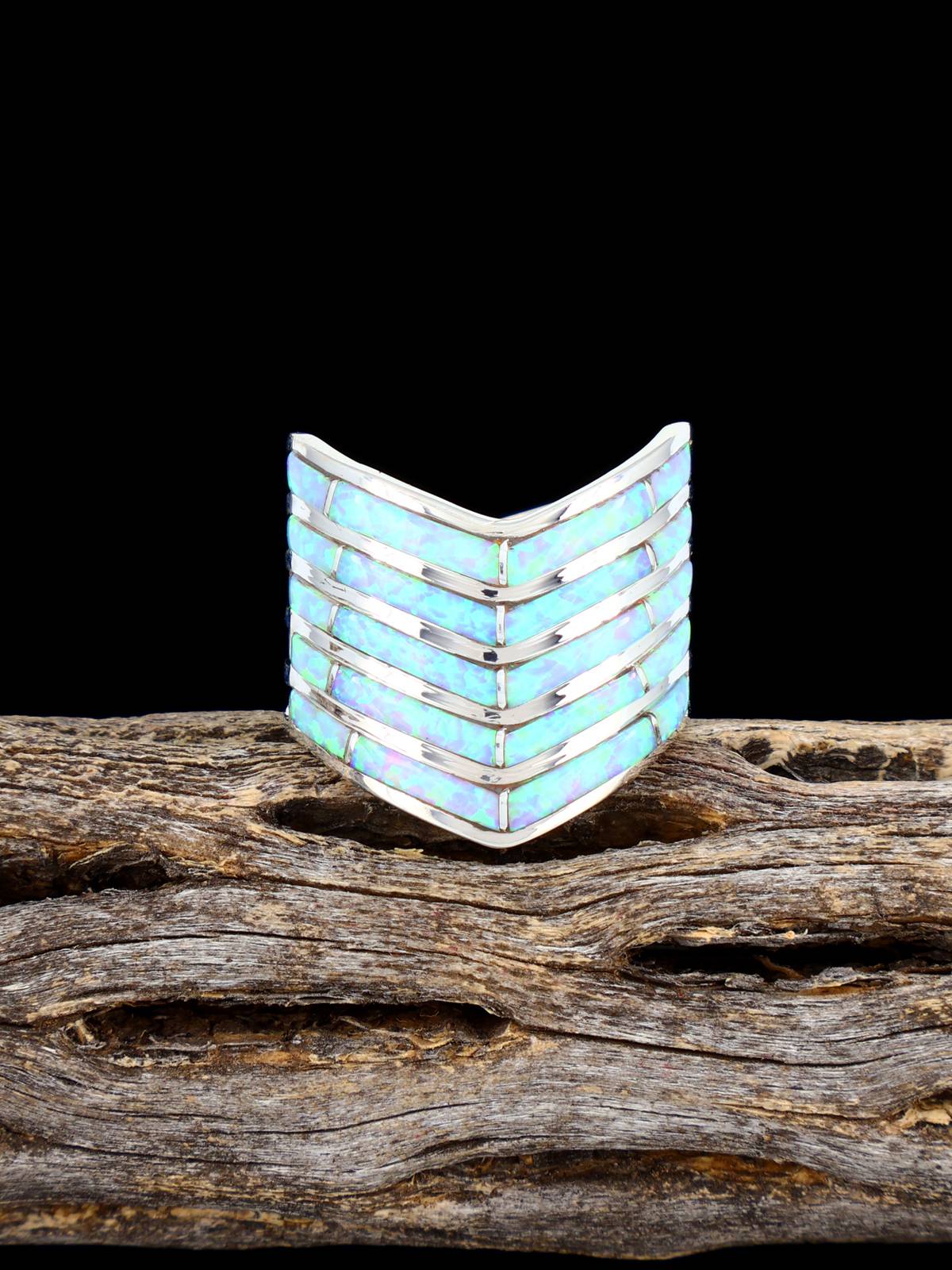 Anillo con incrustaciones Zuni de color turquesa, talla 8