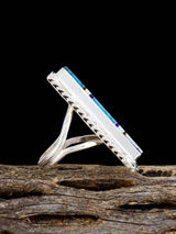 Navajo Turquoise and Opalite Inlay Ring, Size 9