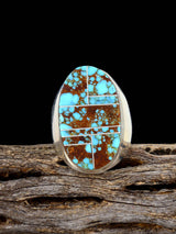 Navajo Sterling Silver #8 Turquoise Ring, Size 9