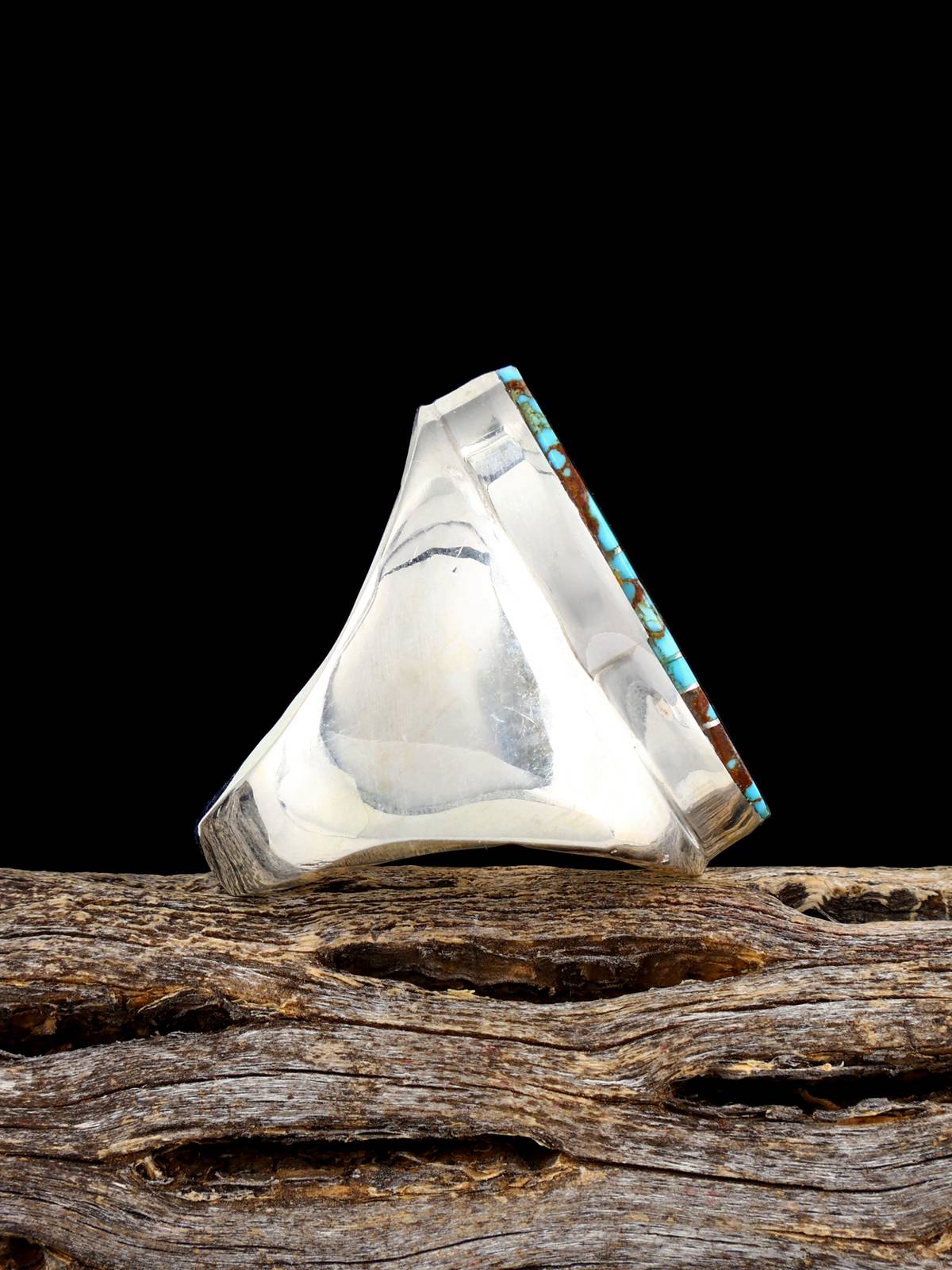 Navajo Sterling Silver #8 Turquoise Ring, Size 9