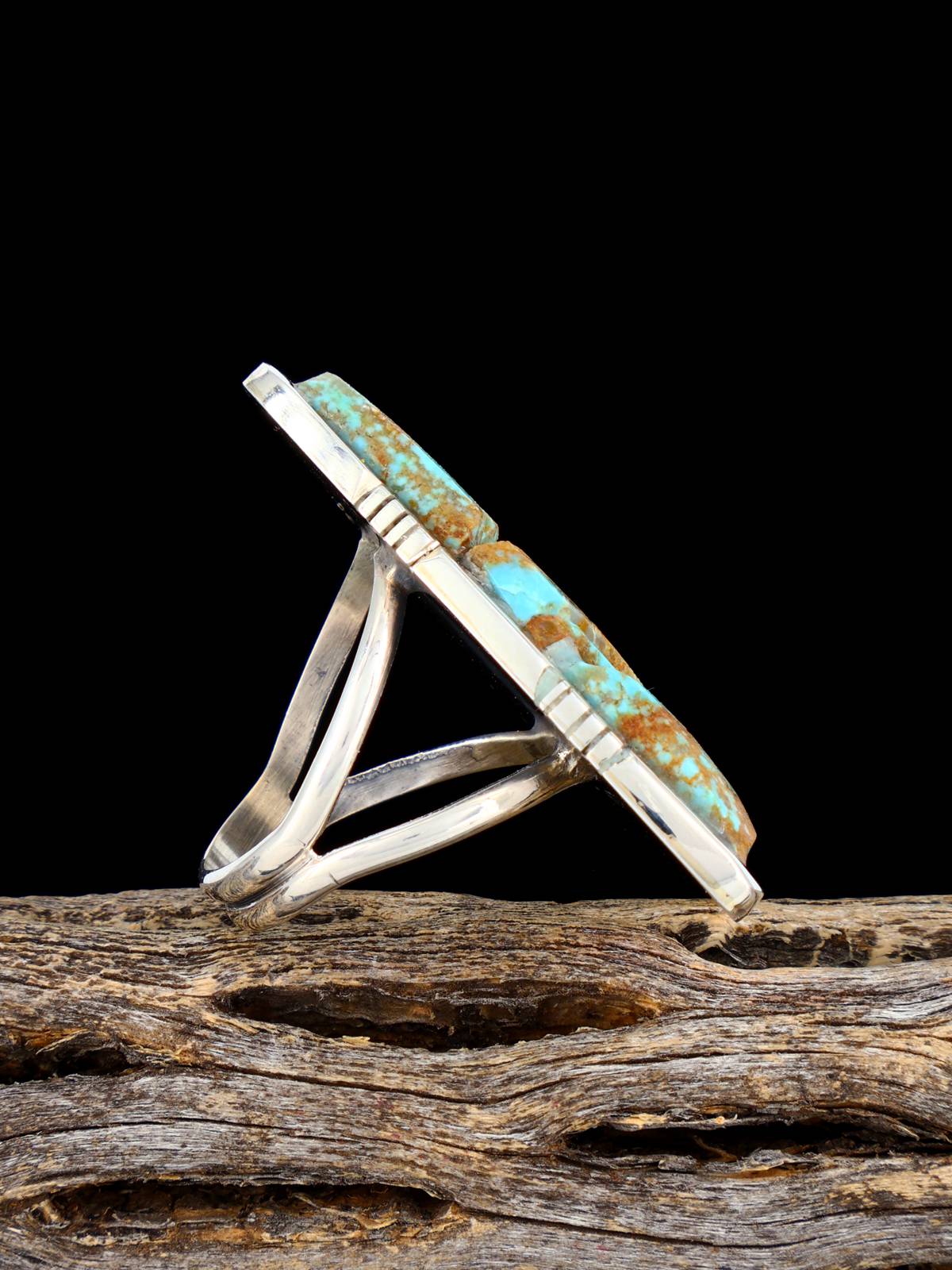 Bague Navajo en argent sterling naturel Golden Hill Turquoise, taille 7