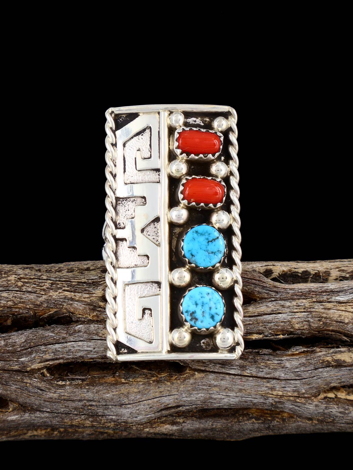 Anneau de corail méditerranéen Navajo, taille 8 1/2