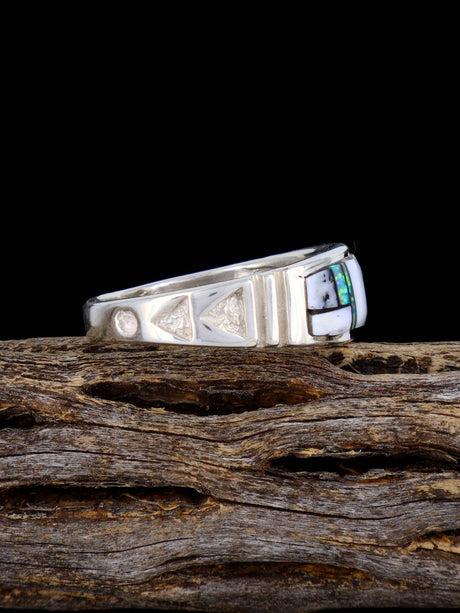 Anillo con incrustaciones de búfalo blanco navajo, tamaño 12
