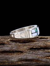 Navajo White Buffalo Inlay Ring Size 11 1/2