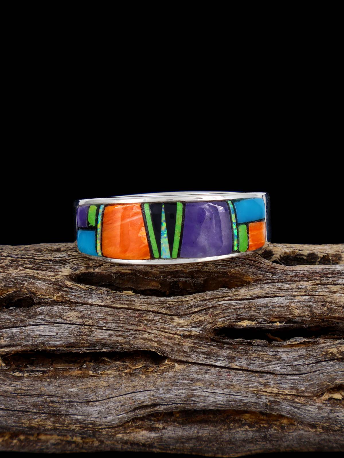 Anillo Navajo de lapislázuli azul brillante, talla 8 1/2