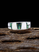 Navajo White Buffalo Inlay Ring, Size 9