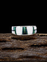 Navajo White Buffalo Inlay Ring, Size 12