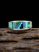 Anillo con incrustaciones de turquesa y oro de Sonora, talla 12