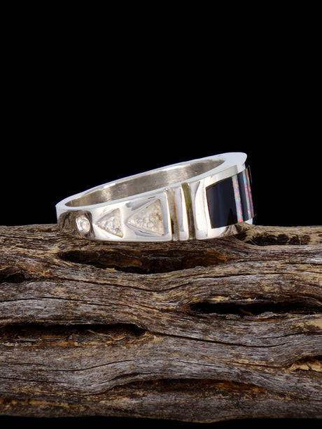 Anillo con incrustaciones de turquesa y oro de Sonora, talla 12