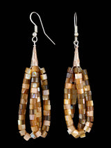 Navajo Sterling Silver Abalone Beaded Dangle Earrings