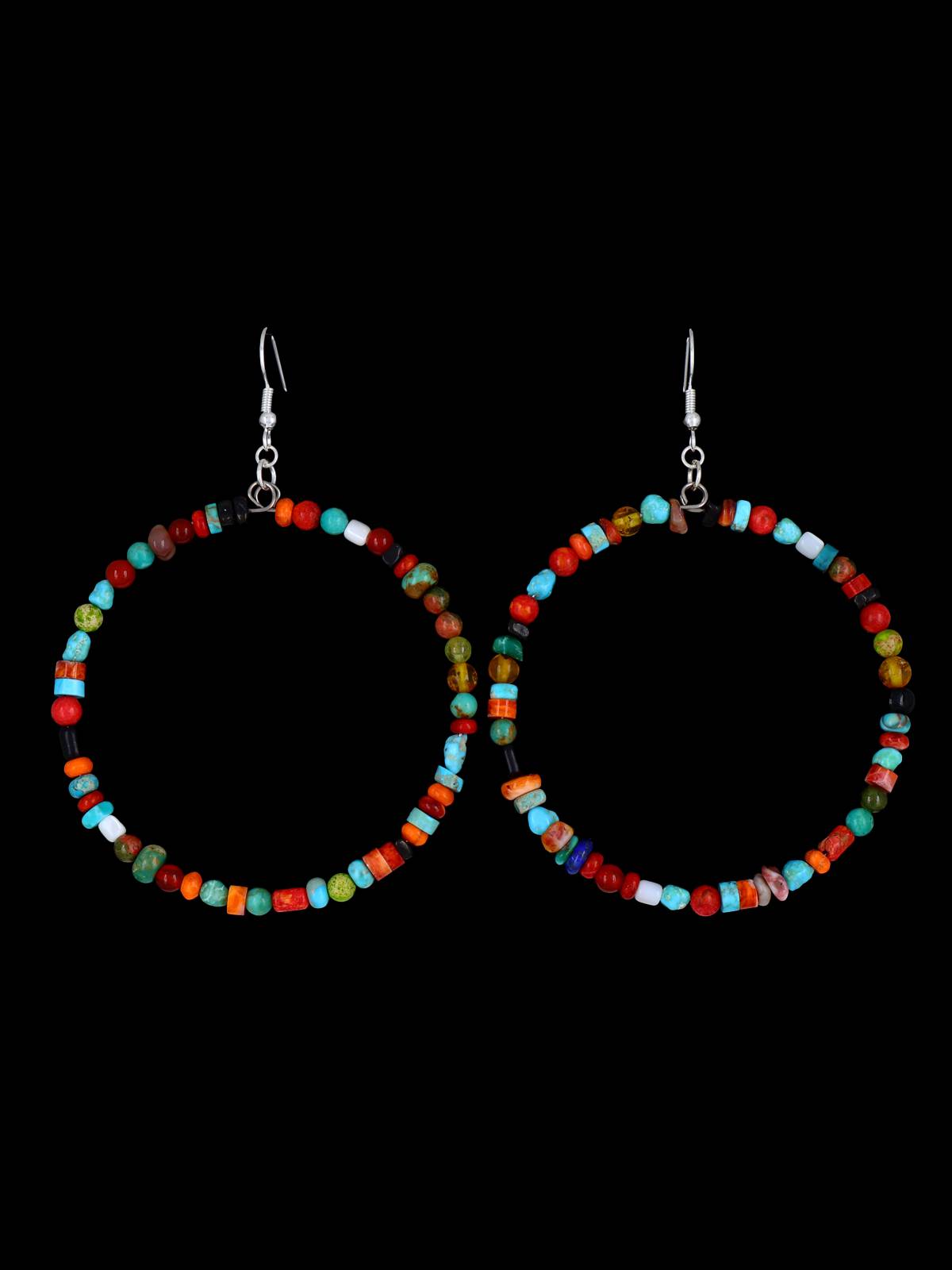 Navajo Multistone Beaded Dangle Earrings