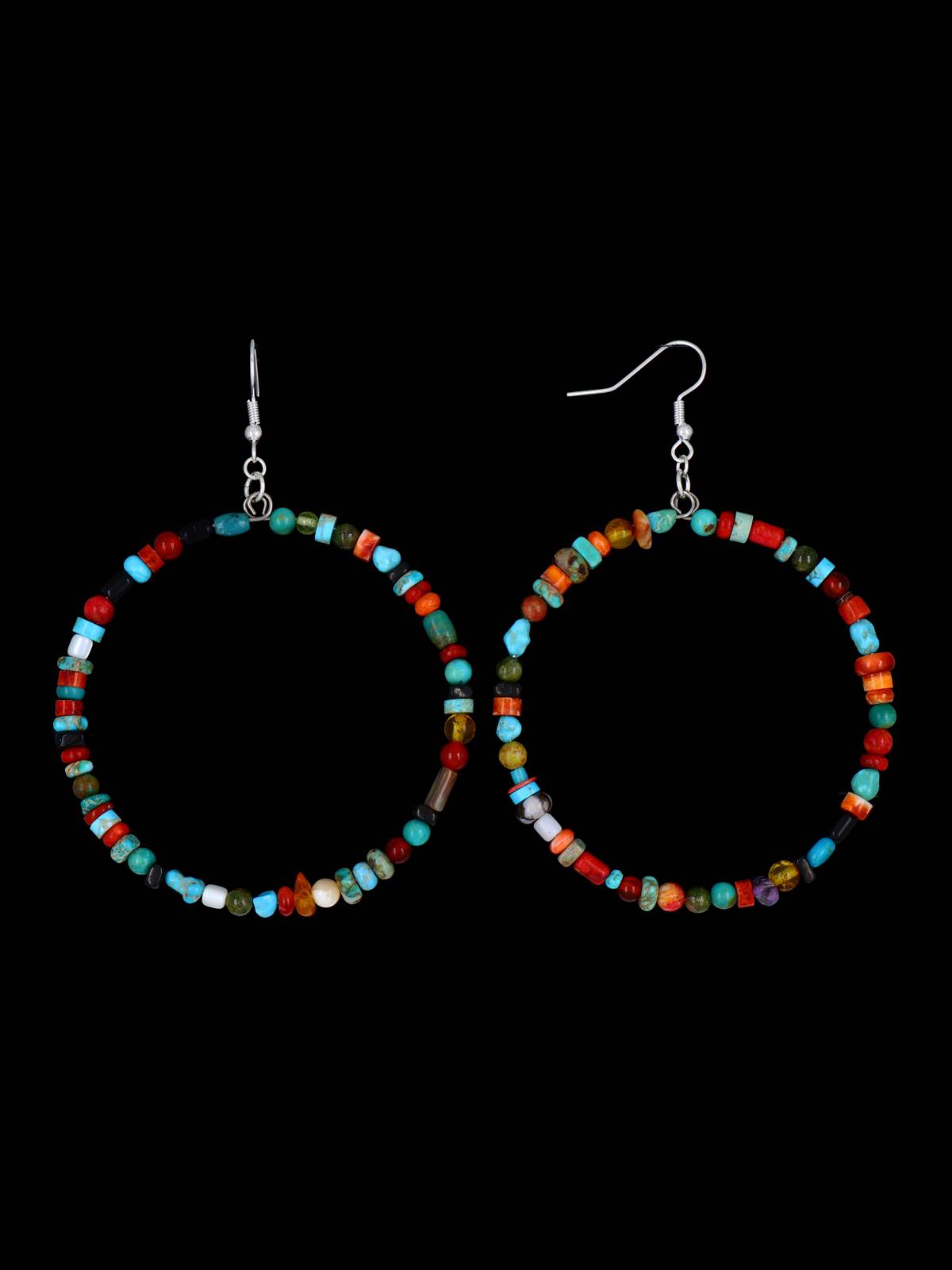 Boucles d’oreilles pendantes en perles turquoise Navajo