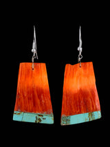 Navajo Spiny Oyster and Turquoise Dangle Earrings