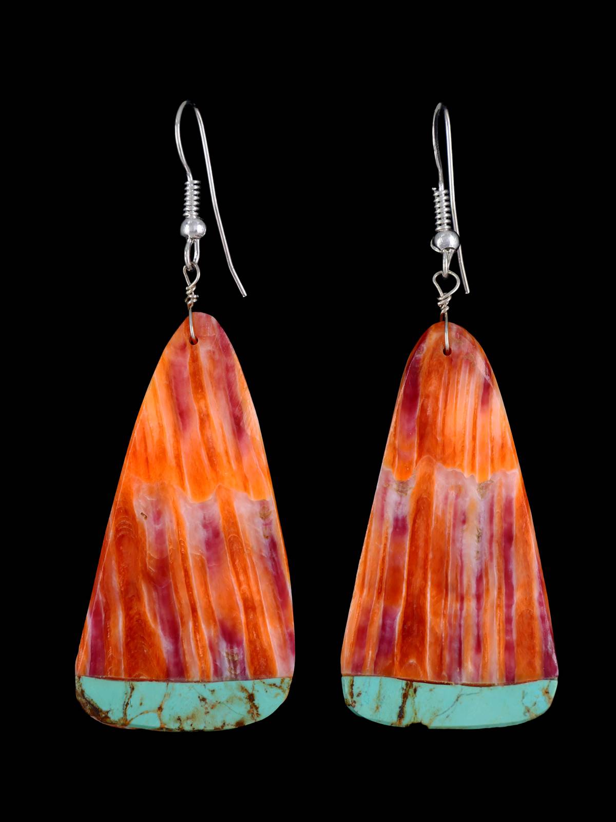 Boucles d’oreilles Navajo Spiny Oyster et Turquoise Dangle