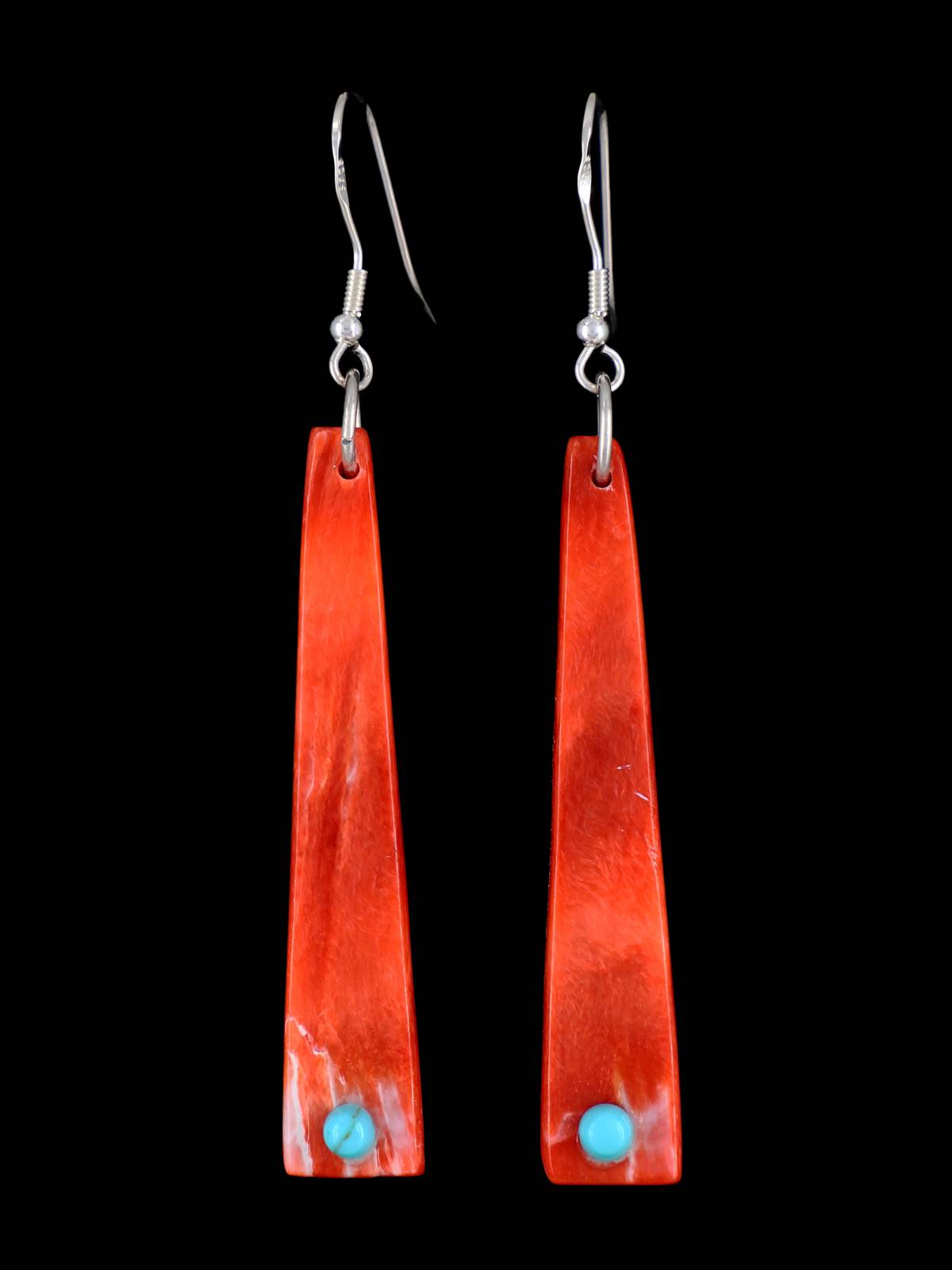 Navajo Sterling Silver Spiny Oyster Dangle Earrings