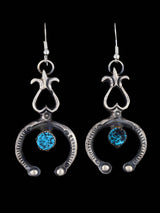 Navajo Turquoise Sterling Silver Naja Dangle Earrings