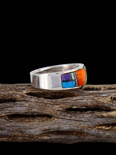 Anillo Navajo de lapislázuli azul brillante, talla 8 1/2