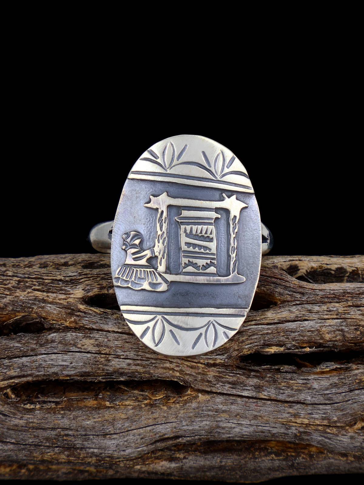 Navajo Sterling Silver Storyteller Ring Size 9