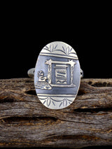 Navajo Sterling Silver Storyteller Ring Size 9