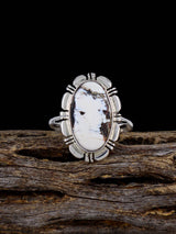Navajo Sterling Silver White Buffalo Ring, Size 8 1/2