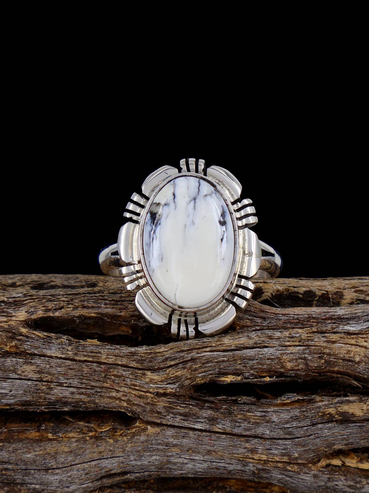 Anillo de plata de ley con búfalo blanco, tamaño 8 1/2