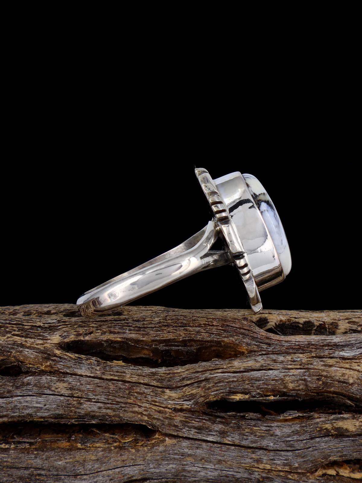 Anillo de plata de ley con búfalo blanco, tamaño 8 1/2