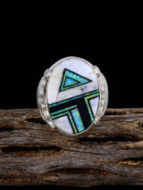 Navajo White Buffalo Inlay Ring, Size 11 1/2