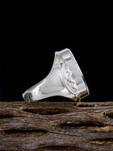 Navajo White Buffalo Inlay Ring, Size 11 1/2