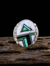 Anillo Navajo de lapislázuli azul brillante, talla 8 1/2
