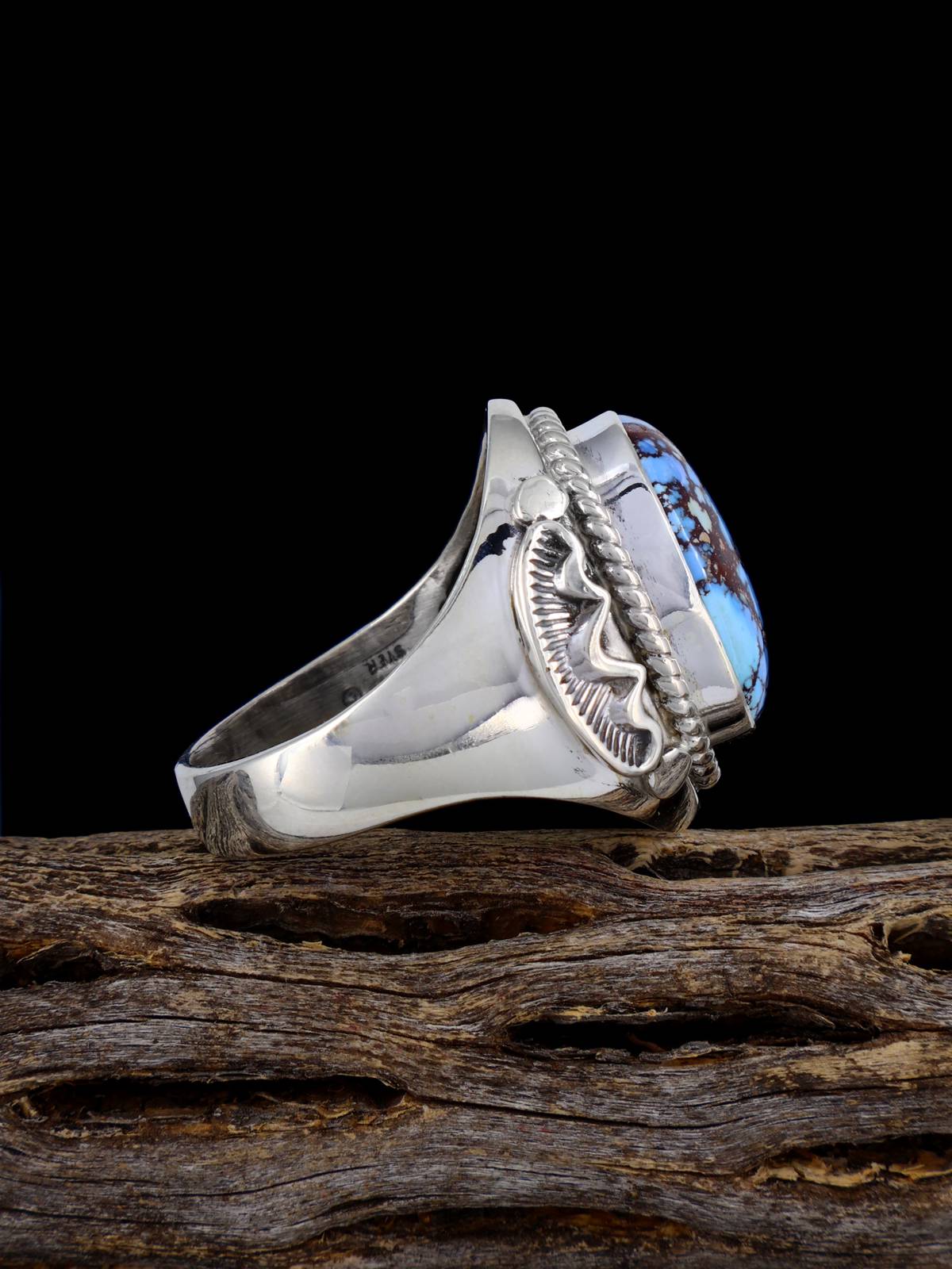 Anillo Navajo de lapislázuli azul brillante, talla 8 1/2