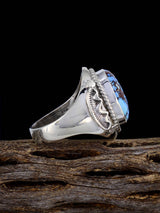 Anillo Navajo de lapislázuli azul brillante, talla 8 1/2