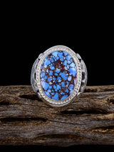 Bague Navajo Lapis Bleu Vif, Taille 8 1/2