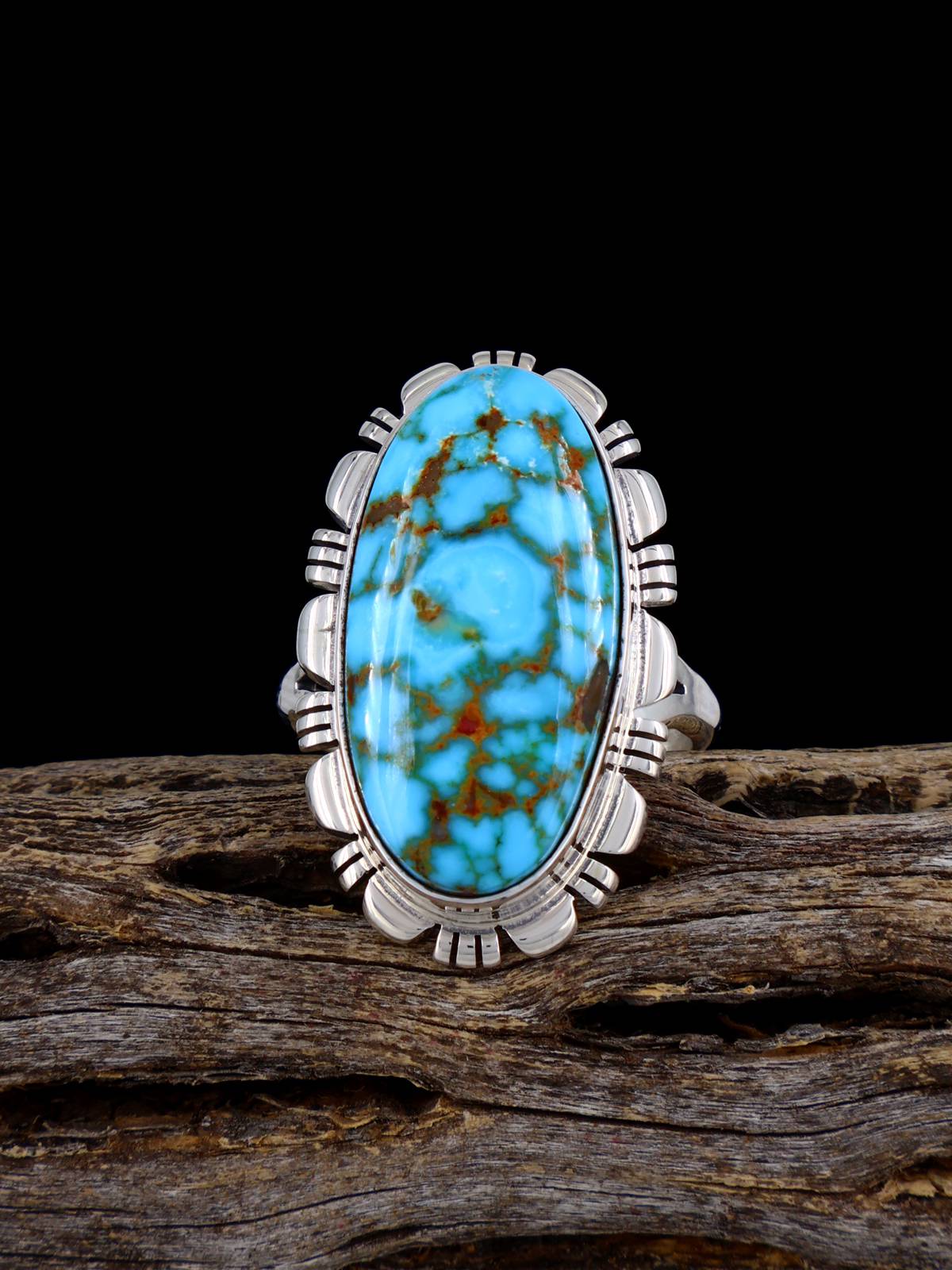Native American Kingman Turquoise Ring, Size 7 1/2