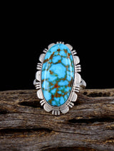 Native American Kingman Turquoise Ring, Size 7 1/2