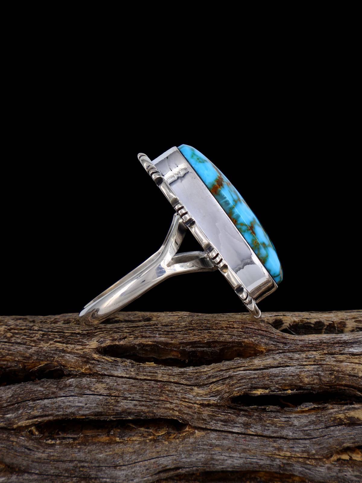 Native American Kingman Turquoise Ring, Size 7 1/2