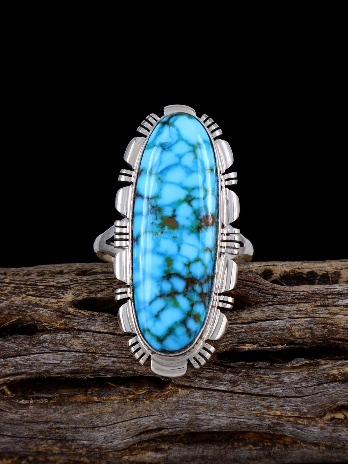Anillo turquesa Kingman nativo americano, tamaño 8 1/2