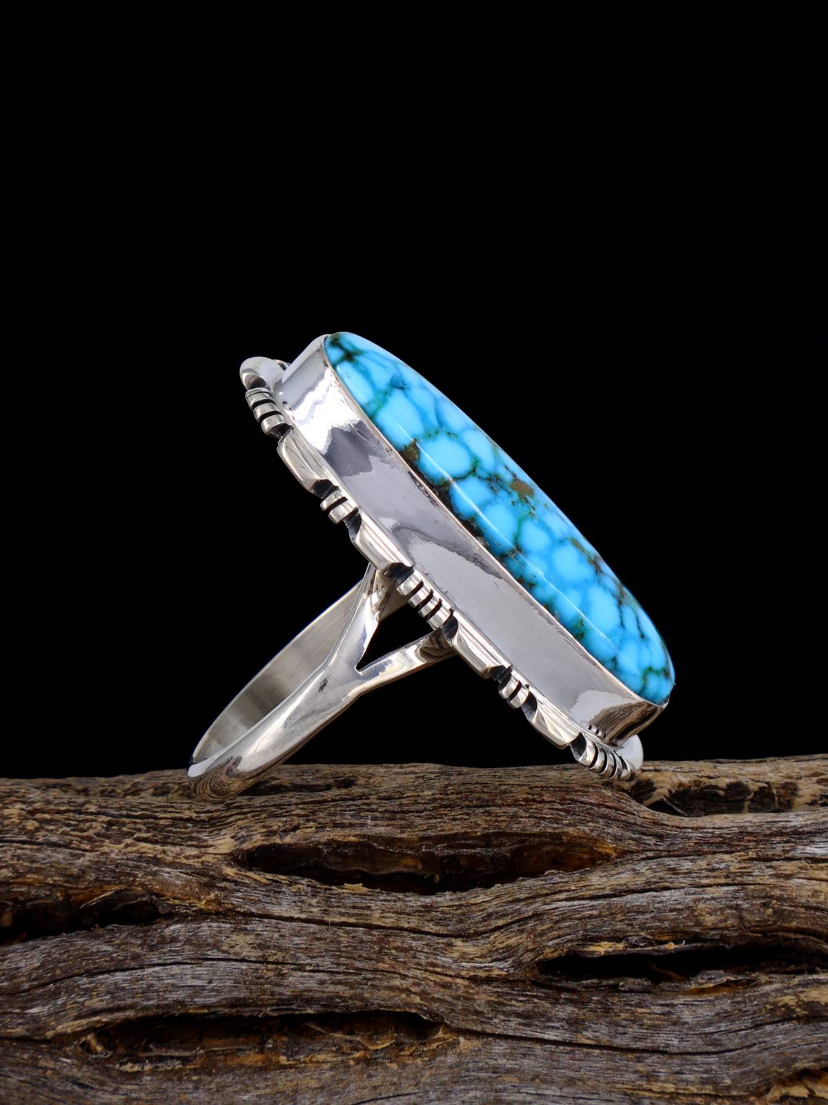 Anillo turquesa Kingman nativo americano, tamaño 8 1/2