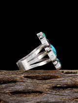 Navajo Turquoise et White Buffalo Cluster Ring, Taille 6 3/4