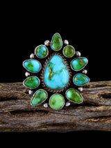 Navajo Sonoran Gold Turquoise Cluster Ring, Size 8 1/2