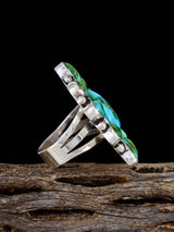Navajo Sonoran Gold Turquoise Cluster Ring, Size 8 1/2