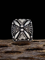 Navajo Sculpted Sterling Silver Ring Size 13