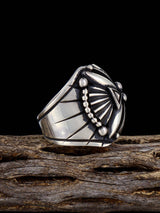 Navajo Sculpted Sterling Silver Ring Size 13