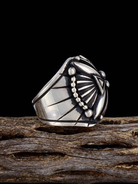 Navajo Sculpted Sterling Silver Ring Size 13